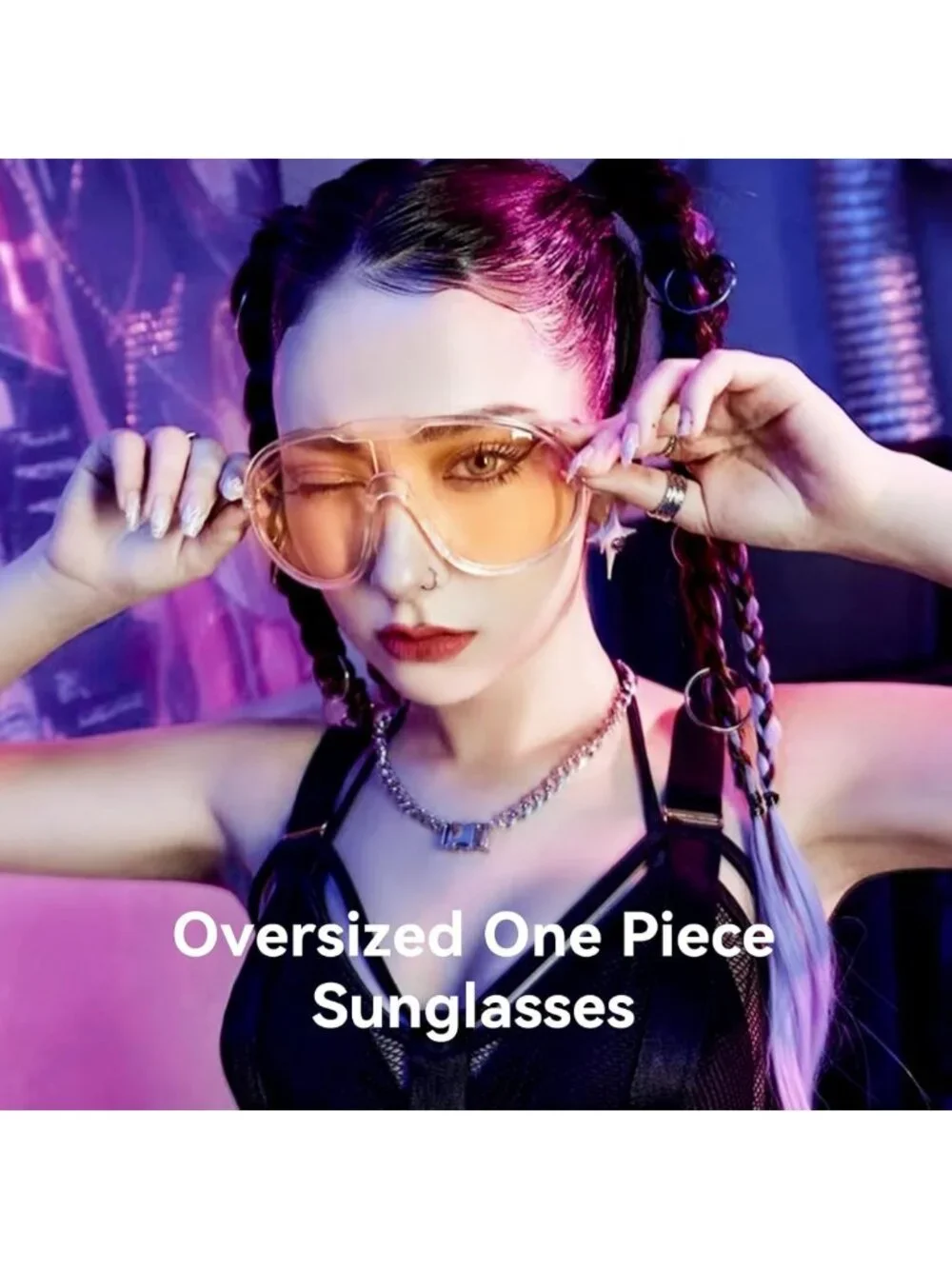 Oversized Women's Sunglasses - Large Frame, Stylish One-Piece Design, UV